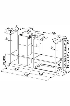 Franke T-Shelf FMY BK MATT F180 Mat Siyah Ada Tipi Davlumbaz