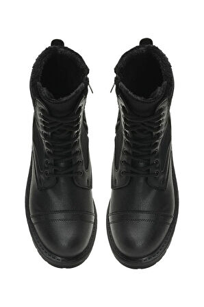 Erkek Su ve Soğuğa Dayanıklı Fermuarlı çi Kürklü Bot SİYAH