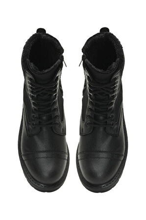 Erkek Su ve Soğuğa Dayanıklı Fermuarlı çi Kürklü Bot SİYAH