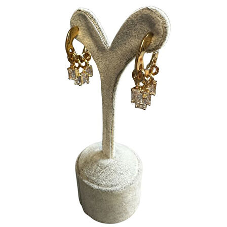 Uretti - İREM 3914 5521 Sallantılı Baget Taşlı Çelik Küpe