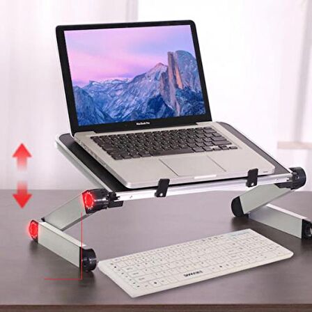 Coofbe Alüminyum Yükseklik Ayarlı Katlanabilir Laptop Standı Laptop Sehpası Kaymaz Taban Bilgisayar Sehpası