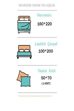 More Home Lastikli Çarşaflı Nevresim Takımı Tek Kişilik Zikzakl