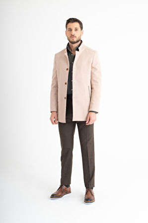 Hakim Yaka Kaşe Kaban - Bej 54