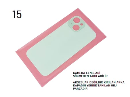 iPhone 15 Arka Pil Batarya Kapağı (CAM) YEŞİL