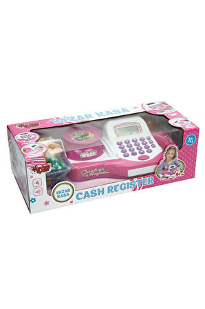 Terazili Sesli Işıklı Market Kasa Seti Yazar Kasa Aksesuarlı Oyuncak Sesli Işıklı Yazar Kasa