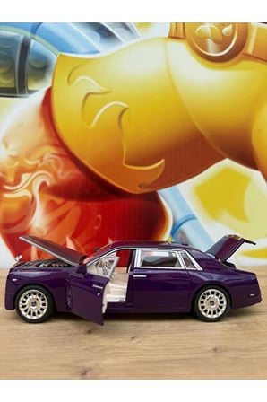 Rolls Royce Phantom Model Araba PLASTİK Sesli Işıklı Açılan Kapılar Rolls Royce Araba Mor