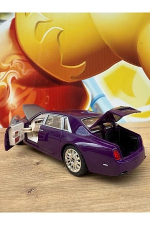 Rolls Royce Phantom Model Araba PLASTİK Sesli Işıklı Açılan Kapılar Rolls Royce Araba Mor
