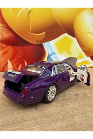 Rolls Royce Phantom Model Araba PLASTİK Sesli Işıklı Açılan Kapılar Rolls Royce Araba Mor