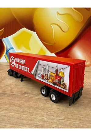 Man 4x2 ve Dorse Tır Çekici Oyuncak Metal Tır Çekici Dorseli Oyuncak Market Tırı Kapakları Açılır