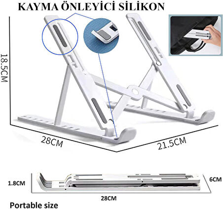 Laptop Standı Katlanabilir Beyaz Telefon Tutuculu Laptop Tutucu Notebook Standı Bilgisayar Standı ab