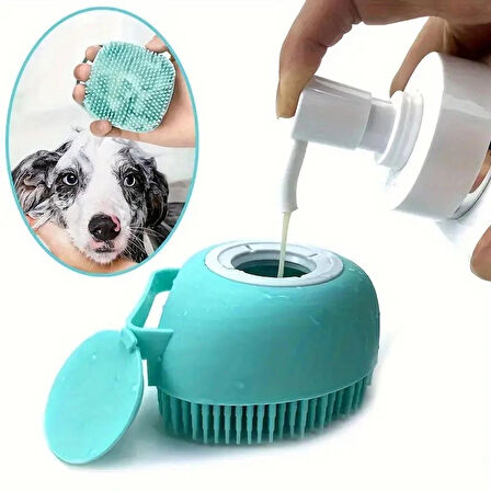 Şampuan Hazneli Silikon Evcil Hayvan Fırçası – Kedi & Köpekler İçin Masajlı Banyo Tarağı, Pil Gerektirmez