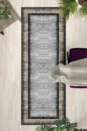 Rim Gold Modern Dijital Baskı Yıkanabilir Kaymaz Yolluk Halı
