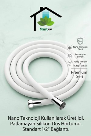 Silikon Patlamaz Yırtılmaz Ezilmez Nano Duş Hortumu 150 cm Banyo Duş Hortumu