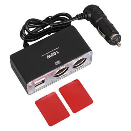 12-24v Çi̇ft Usb Gi̇ri̇şli̇ 100w 70cm Kablolu 3'lü Araç Çakmak Çoklayici