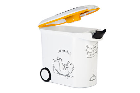 Beeztees Mama Saklama Kabı, Plastik, Tekerlekli, Özel Kapaklı, Beyaz, 35L