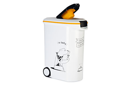 Beeztees Mama Saklama Kabı, Plastik, Tekerlekli, Özel Kapaklı, Beyaz, 54L