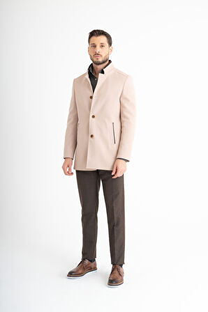 Hakim Yaka Kaşe Kaban - Bej 52