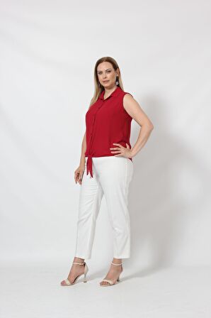 3253 Kolsuz Bağlamalı Gömlek Bordo