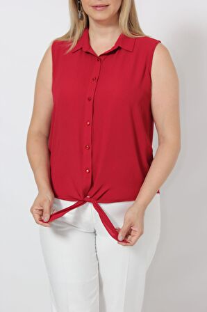 3253 Kolsuz Bağlamalı Gömlek Bordo