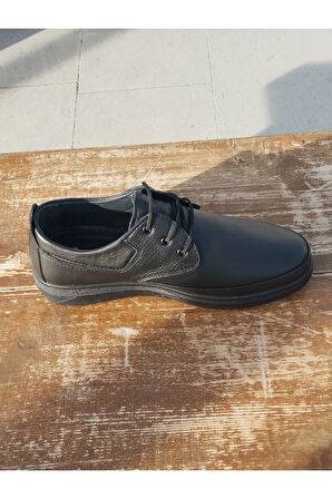 Erkek Kışlık Kundura Hakiki Deri  Kauççuk Taban Oropetik ve Bağcıklı