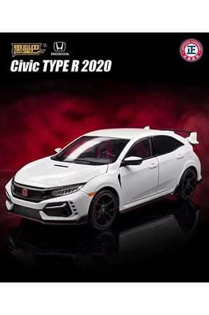 1:18 Ölçek 2020 Honda Civic Type-R Diecast Model Araba Modifiyeli Honda Cıvıc Diecast Model Araba Sesli Işıklı