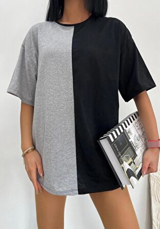 çift renk oversize t-shırt