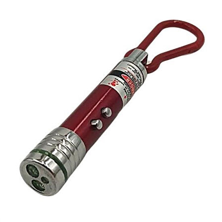 caselka®  3 Fonksiyonlu Kırmızı Beyaz Işıklı Led Lazer Kedi Köpek Oyuncak Anahtarlık