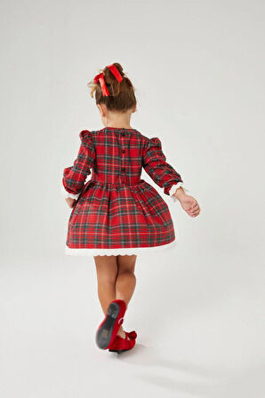 KIZ ÇOCUK EKOSELİ FİSTO YAKA DETAYLI %100 PAMUKLU ELBİSE