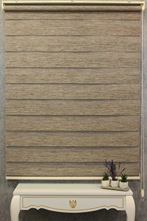 Zebra -ahşap Desenli Koyu Kahve Rengi Bambu Zebra Stor Perde