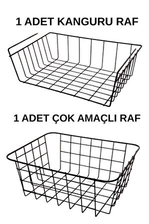 2'Li Dolap İçi Düzenleyici 1 Adet Kanguru Raf 1 Adet Çok Amaçlı Sepet