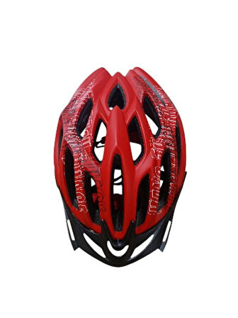 BİSİKLET KASKI YETİŞKİN VİZÖRLÜ LED İŞİKLİ KIRMIZI  GRAFİK BEDEN 58/61