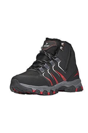 Erkek İçi Yünlü Fermuarlı Su İtici Trekking Outdoor Bot SİYAH-KIRMIZI