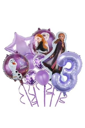 Prenses Elsa Folyo Balonlar Doğum Günü mor rakamlı parti yaş balon set