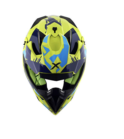 Axor X-Cross X1 Kask Neon Parlak Sarı Mavi