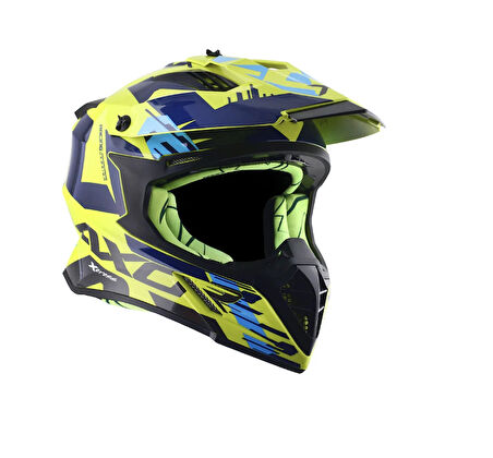 Axor X-Cross X1 Kask Neon Parlak Sarı Mavi