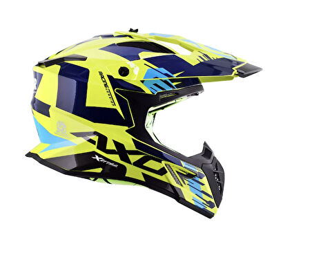 Axor X-Cross X1 Kask Neon Parlak Sarı Mavi