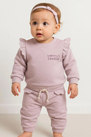 KIZ BEBEK PAMUKLU 2'Lİ TAKIM ALT - ÜST TAKIM EŞOFMAN TAKIMI 