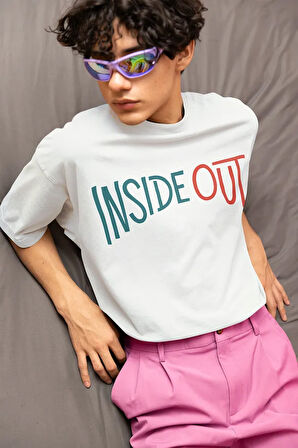 Çizgi Film Insiide Out Baskılı Unisex Oversize Ters Yüz Tişört