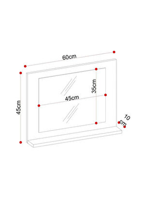 Yakut Stil 60x45 Atlantik Çam Raflı Banyo Aynası