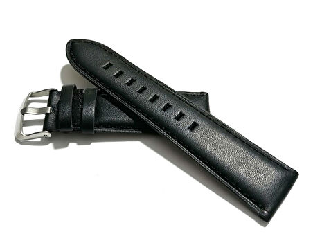 Fado&Her Saate Uyumlu Hakiki Siyah Düz  Deri Saat Kordonu 24   mm  (57 )