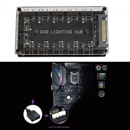 5V 3-pin RGB 10 port Hub 3pin ARGB için adaptör uzatma kablosu
