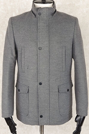 JANCARLUCCİ  Erkek Dizüstü Slimfit  Çıkarılabilir  Kapüşonlu Torba Cep Fermuarlı Astarlı  Kaşe Kaban  