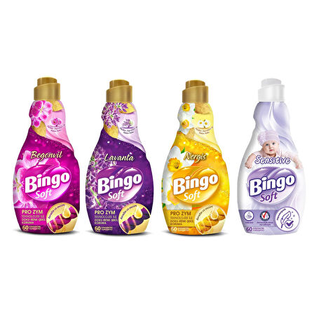 Bingo Soft Konsantre Çamaşır Yumuşatıcısı 1440 ml 4 lü Karma Paket