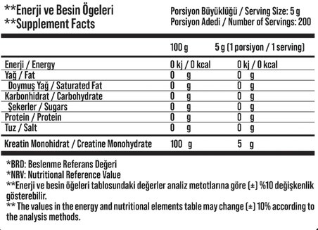 SSN Sports Style Nutrition Raw and Natural Creatine 1000 gr Kreatin Takviyesi 1kg Aromasız