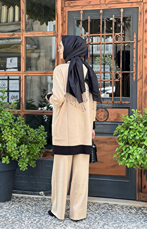 Yeşim Özcan Triko Pantolon Takım 123K16004 Camel