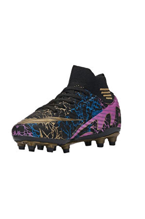 Çoraplı Bilekli Boğazlı Krampon Futbol Ayakkabısı SİYAH - ALTIN