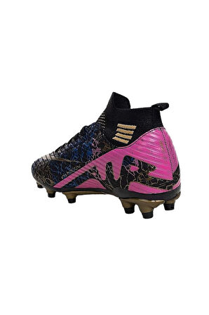 Çoraplı Bilekli Boğazlı Krampon Futbol Ayakkabısı SİYAH - ALTIN