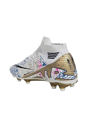 Çoraplı Bilekli Boğazlı Krampon Futbol Ayakkabısı BEYAZ - ALTIN