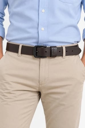 Erkek Koyu Kahverengi 3,5 Cm Metal Tokalı Kot Ve Kumaş Pantolon Kemeri
