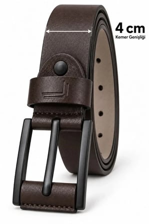 Erkek Koyu Kahverengi 4 Cm Metal Tokalı Kot Ve Kumaş Pantolon Kemeri